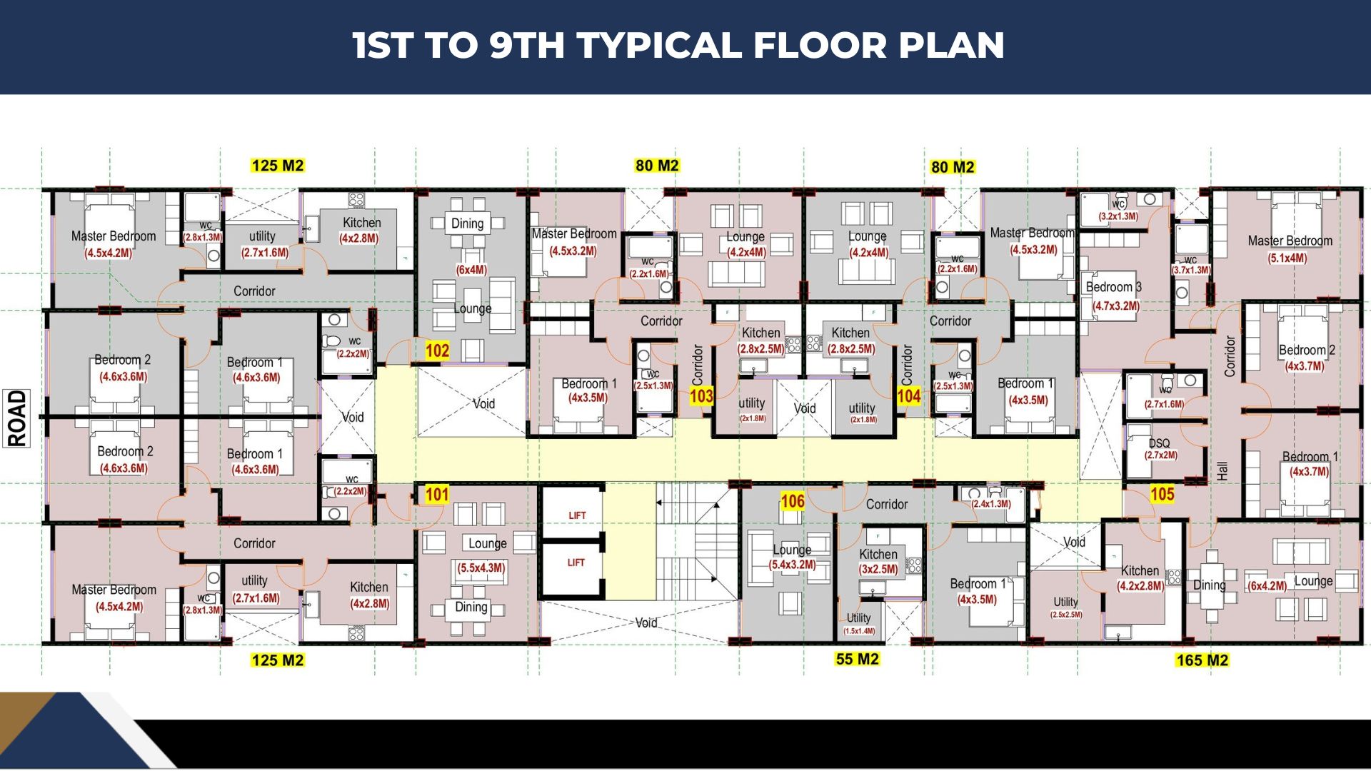 1ST TO 9TH TYPICAL FLOOR PLAN