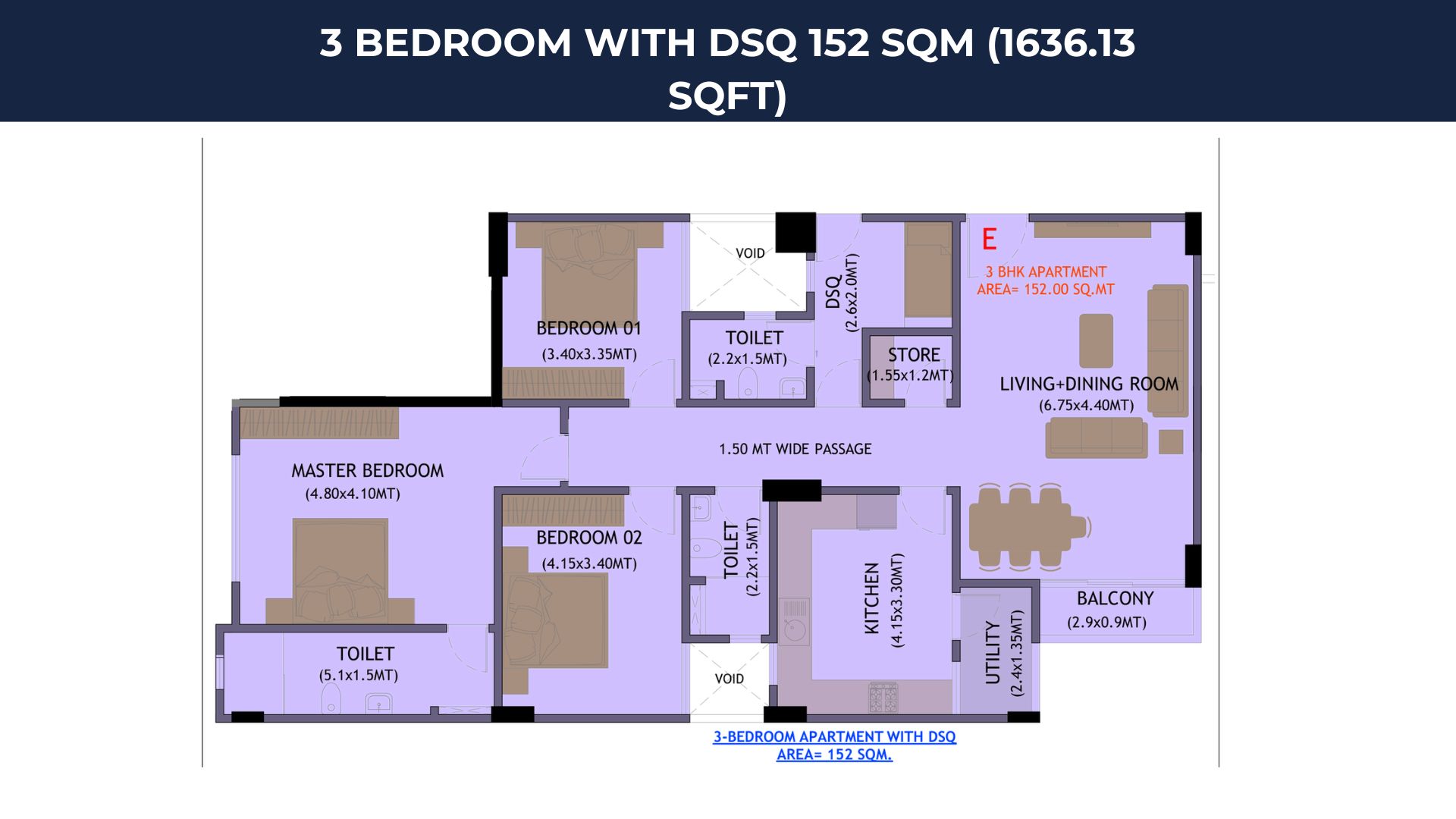 3 BEDROOM WITH DSQ 152 SQM (1636.13