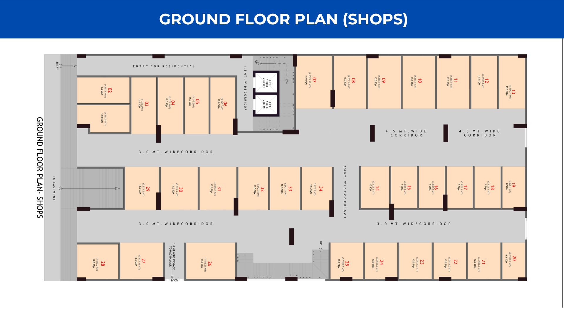 GROUND FLOOR PLAN (SHOPS)